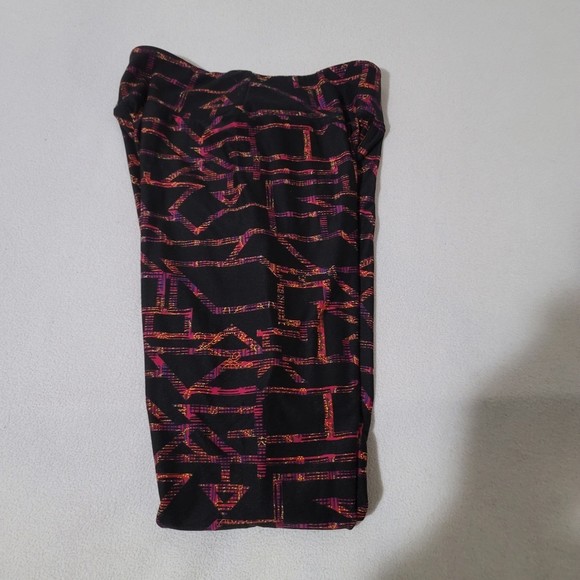 OS Lularoe Leggings Abstract line pattern orange red purple - Picture 7 of 11